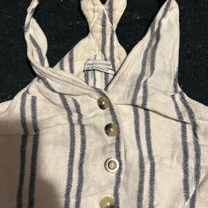 Urban Outfitters Cream and Blue Buttoned Halter jumpsuit